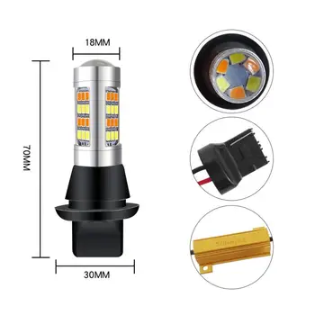 2 Pcs LED de doble color de la señal de giro BA15S decodificación anti-estroboscópico 1156 T20 de la señal de la lámpara brillante estupenda de marcha diurna de la lámpara