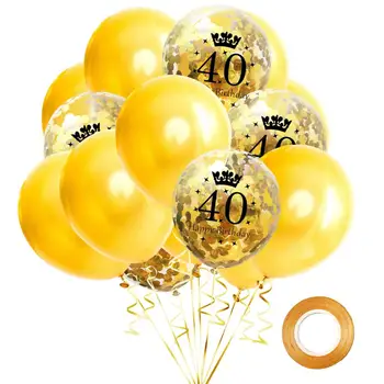 YAAAS! 16pcs de Confeti de Oro Globos de Látex número 1 13 15 16 18 21 30 40 Cumpleaños Feliz Aniversario de Bodas Celebrar la Fiesta de la Decoración