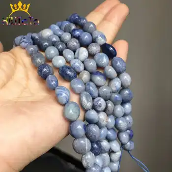 8-10mm Irregular Naturales Perlas de Aventurina Azul Jades Piedra Suelta Perlas Para la Joyería de BRICOLAJE Pulsera Aretes Accesorios de 15