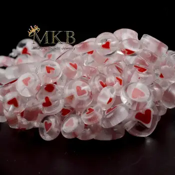 Roja Plana de Corazón de Amor Redonda de Cristal de Murano Acristalamiento de Perlas para la Joyería 6 8 10 mm Suelta Perlas de BRICOLAJE Pulsera del Collar del Pendiente de 15