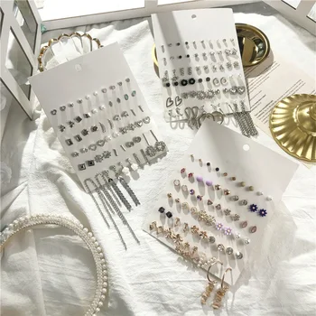 30 Pares/establece el color de Plata de la Aleación de Cristal de diamante de imitación Pendientes Para las Mujeres Lindas de Metal Resina de la Flor Aretes Conjunto de aretes anillos