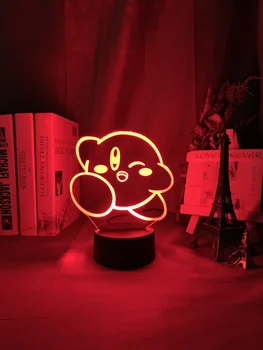 Lindo Kirby Bebé de Luz Nocturna Led con Sensor Táctil en Color de Cambiar la Lamparita Regalo para los Niños de Niño Dormitorio Decorativos Usb Tabla 3d de la Lámpara