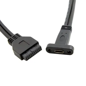 0cm USB Tipo C-C Hembra a USB 3.0 de la Placa base 20Pin Panel de Montaje de Cable Con la parte Trasera PCI Panel Posterior Soporte de Expansión