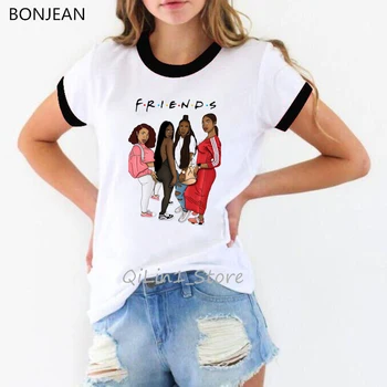 Ropa de mujer 2019 Afro Melanina de la camiseta de las mujeres vogue amigos de la camiseta de la femme Reina Niña Negra de impresión de los años 90 ropa de hip hop, top rock