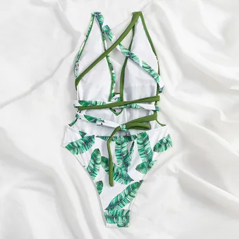 Trajes de baño de señoras de la Playa de las Mujeres del Traje de baño de Color Bloqueado de Una pieza Bikini de Encaje Sexy de cintura Alta del Bikini Establece Maillot De Bain Femme
