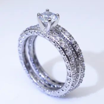 2021 nuevo de lujo halo de la Plata Esterlina 925 anillo de boda conjunto para mujer señora regalo de aniversario de envío de la gota viernes Negro R5046
