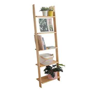 De bastones de madera maciza planta trapezoidal estante contra la pared de varios pisos de la escalera de flor simple estante estante estantes de la organización