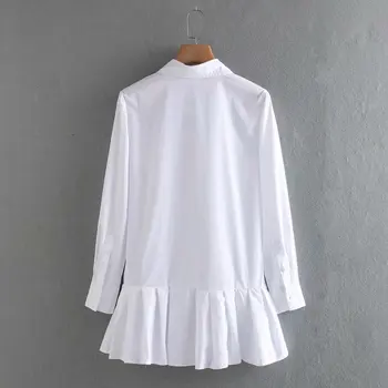 2020 las Nuevas mujeres de color sólido dobladillo plisado blanco mini vestido elegante de manga larga elegante vestidos de negocios de ropa de mujer en vestidos de DS3532