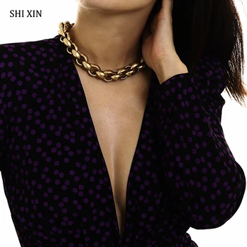 SHIXIN Punk Cadena de Oro Grueso Collar de 2019 Declaración de Moda Gargantilla para las Mujeres en el Hip-hop Corto Collar de Mujer Collar de Regalo