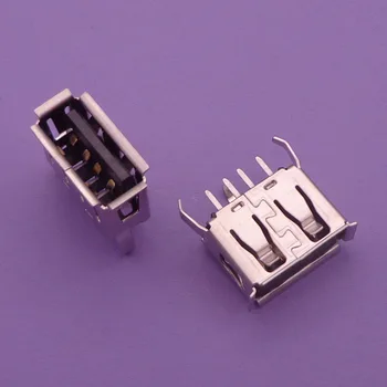 50pcs Un Tipo de Ángulo pequeño (180 Grados) Hembra USB Conector de PCB Zócalo, conector USB Enchufe de 3 patas+4 pin Reparación de Piezas de Replacemen