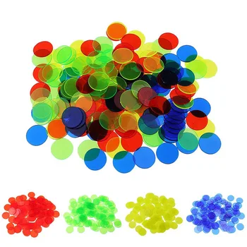 100Pcs/set de Fichas de Plástico Transparente de Color de los Chips de Juego de la Moneda de Diámetro 19mm Bingo Accesorios