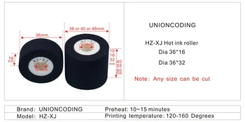 Negro Diámetro de 36 mm de Altura de 16 mm de la prima de estampado en caliente codificador de tinta rodillo de la máquina de sellado