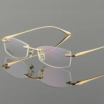 Vazrobe de Oro Gafas de Marco de los Hombres de Gafas de gafas sin Montura, el hombre para la Prescripción de luz ultra de moda de gafas de lente transparente
