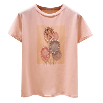 Gkfnmt Rosa Camiseta Mujer Camiseta Mujer de Algodón de Verano de 2020 Tops Camiseta de Mujer de Estilo coreano de la Moda de la Ropa de la Camiseta Femme