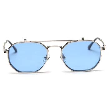 Kachawoo plegable gafas de sol de los hombres polarizado de metal azul de plata de la moda de gafas de sol para mujer de la plaza marcos del espectáculo de alta calidad