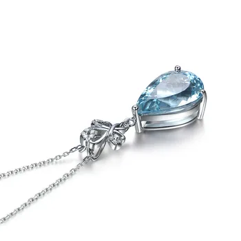 Yanleyu de Lujo de la Joyería de la Plata Esterlina 925 Azul Cristal Austriaco gota de agua, Colgante, Collar para las Mujeres PN039