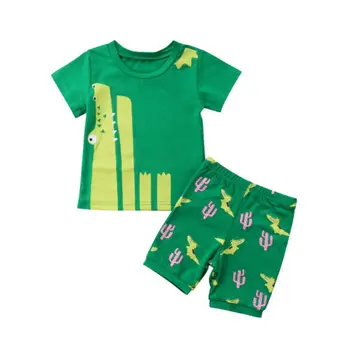 Verano Bebé Animal Cocodrilo T-shirt, pantalones Cortos Pantalones de Traje de Niño juego de Ropa de Tamaño 2-6T