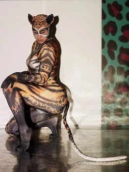 Discoteca Rave Dance Traje de Leopardo de Impresión Mono de Cosplay Animal Juego de Rol Festival de Cumpleaños Trajes Para Mujeres Y Hombres VDB2618