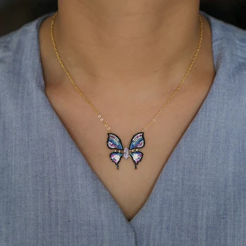 Colgante de Collar de la Joyería de Moda Colorido Precioso de lujo encantador animal Mariposa Collares & Colgantes Para las Mujeres Amigos