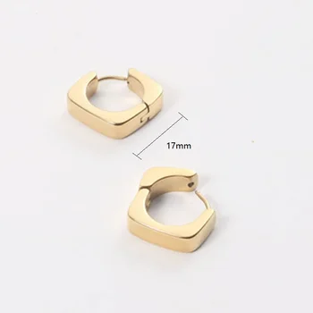 La geometría del cuadrado pequeño grueso de oro huggie pendientes de aro para womenstainless con bisagras de acero aro pendientes de la moda minimalista 2020
