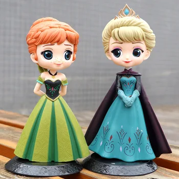 Caliente Q Posket Reina Elsa & Anna Figura Juguetes Muñecas Aurore PVC Anime Muñecas Figuras de Colección Modelo Juguetes de Niños