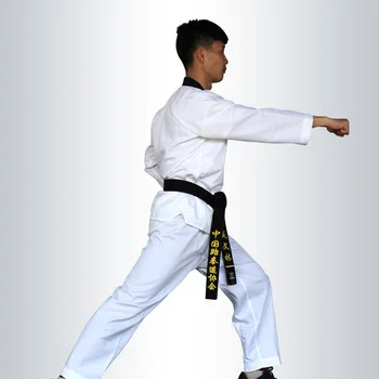 Calidad Dobok niño adulto karate uniforme traje de Taekwondo WTF de kick boxing MMA artes Marciales ropa de entrenamiento dobok 55%algodón kimono