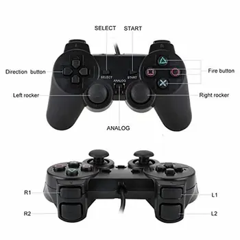 El mando con cable de los Mandos Para Sony PS2 Playstation 2 Dual Shock de la Consola de Vídeo Juego de la palanca de mando Mandos Cable Largo Joypad dropship