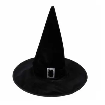 Negro De Terciopelo De Bruja Hechicera Sombrero De Hallowen Fiesta De Disfraces Accesorios Y Suministros Niños Regalo