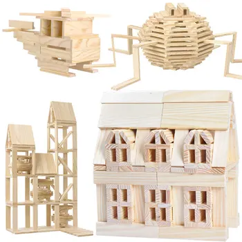 De madera de 100 piezas de construcción de modelo de bloques de construcción intelectual de niños de rompecabezas de la pila de bloques de construcción temprana educación juguetes