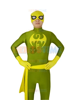 Puño de hierro X-men Disfraz de Superhéroe Verde Oscuro Spandex Fullbody Zentai Traje de Halloween Traje de Cosplay para hombres
