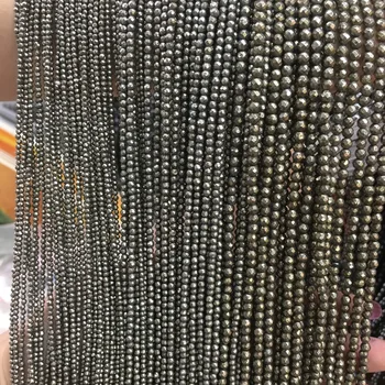 LE SKY Pequeñas Perlas Naturales de Cuentas de Piedra de Pirita 2 3 4 6 mm de Sección Suelta Perlas para la Joyería del Collar de la Pulsera DIY