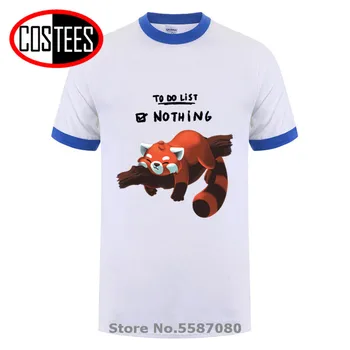 2019 Parodia de la Moda de verano panda Rojo Para Hacer la Lista Nada de camisetas de los hombres Divertido Panda Kawaii camisetas homme Lindo Racoon Camiseta hombre