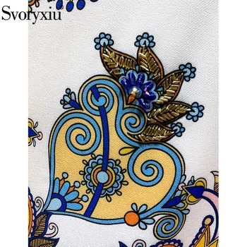 Svoryxiu Diseñador Personalizado de Verano Vintage Corto Vestido de las Mujeres del Diamante de Cuentas de la tela Escocesa de la Flor de Impresión sin Mangas Vestidos Mini Vestdios