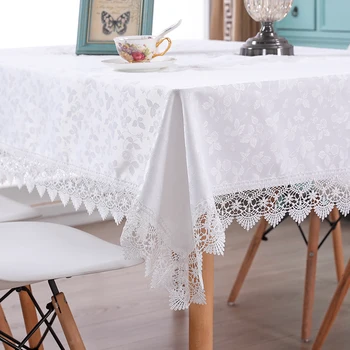 Europa bordado mantel blanco de mesa de comedor mesa de cubierta mesa redonda de tela de flores de Encaje de la cabecera de TV gabinete de polvo de tela HM628