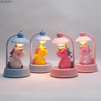 Lindo Totoro Figura de Acción Impreso de la Resina de la Música de la Noche la Luz de Unicornio Flamingo de dibujos animados de Anime LED de la Lámpara de la Casa Dormitorio Escritorio Artesanías
