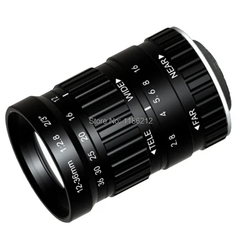 5.0 Megapíxeles 12-36mm HD del CCTV de la lente manual de Iris Varifocal C montaje de la lente para cámaras ip de la lente de Baja distorsión de la FA de la lente de 2/3