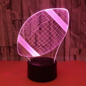 El Rugby rugger estéreo 3D luz de noche dormitorio lámpara de mesa de los niños sorpresas de cumpleaños turística de la lámpara de la mesilla de deco hogar