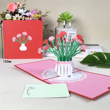 10 Pack 3D Clavel Pop-Up Flores de Tarjetas para las Madres, día de acción de gracias Día de Aniversario, Regalo de Cumpleaños Día de san Valentín Mayorista