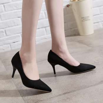 Bien Con Solo Zapatos Negros Elegantes zapatos de Tacón Alto, Más el Tamaño de Zapatos de Trabajo Sexy de la Mujer de Moda Zapatos de Carrera de la Oficina de Zapatos de las Bombas de 43,44