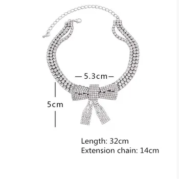 FYUAN Lindo Bowknot de Cristal Gargantilla Collares para las Mujeres Brillo de diamante de imitación de los Collares de las Declaraciones de la Joyería Regalos de Parte