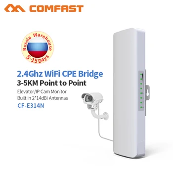 300Mbps Wireless Outdoor CPE Puente 2.4 G 2 *14dBi Direccional de la Antena Wifi de Largo alcance de Punto-a-Punto de Acceso Inalámbrico de trabajo puente