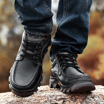 Al aire libre Senderismo zapatos de los Hombres de Cuero Genuino Zapatos de los Hombres Zapatos de Vestir 2019 Negocios Clásico de los Zapatos de Cuero de los Hombres Calzado Formal
