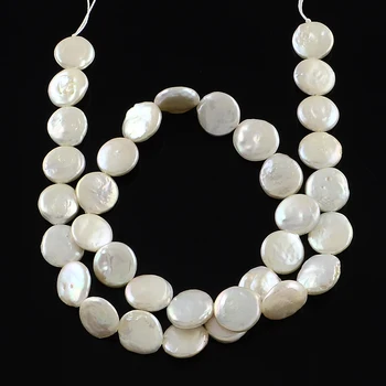 Naturales perlas Perlas Keshi Hebras, Planas y Redondas, AntiqueWhite，Tamaño: cerca de 11~12 mm de diámetro, 4~5 mm de espesor, Agujero: 0.8 mm; acerca de 30pc