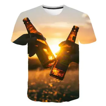 3D Cerveza Imprimir Camiseta Divertida de la Novedad de la T-shirt hombre tertulias de amigos de la Cerveza burbujas de verano Unisex Traje de la Ropa de la Aptitud de la ropa
