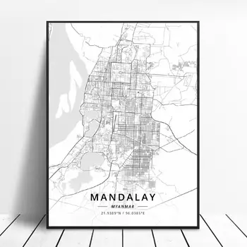 Naypyidaw Mandalay, Myanmar Lienzo De Arte De Mapa De Cartel