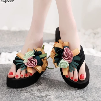 SAGACE Plataforma Zapatos de Mujer Sandalias de Verano Zapatillas de Bohemia Flor Sandalias de Playa Clip de Dedo de Cuñas de las Señoras Zapatillas Zapatos Casuales
