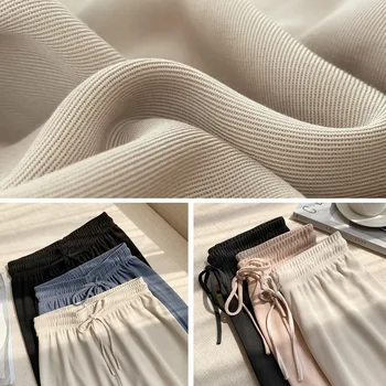 Comodidad suave de las Mujeres Pantalones 2020 Nueva altura de la Cintura Verano Casual Pantalones Pantalones de las Mujeres de Hielo de Seda de Tobillo-longitud de los Pantalones Largos, Pantalones Mujer
