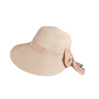 De verano los Sombreros de Paja de las Mujeres de Prensado Ala Playa de Hat Proa para tomar el Sol Tapa Plegable de protector del Sol con Protección UV Tapas de Hueso Chapeu Feminino Playa
