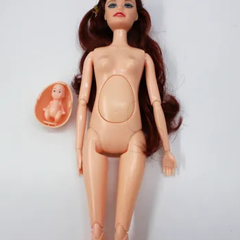 11 Pulgadas Embarazada Muñeca de Cuerpo con la Cabeza 1/6 Mujer Embarazada Cuerpo Desnudo con el Bebé Recién nacido de la Moda de Muñecas Juguetes para los Niños de la muchacha