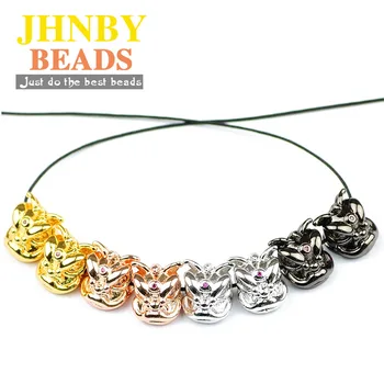JHNBY 4pcs León de la Danza de la cabeza de los Colgantes de Cobre Espaciador perlas animal Dijes de metal Sueltas perlas para la Joyería de pulseras DIY Resultados